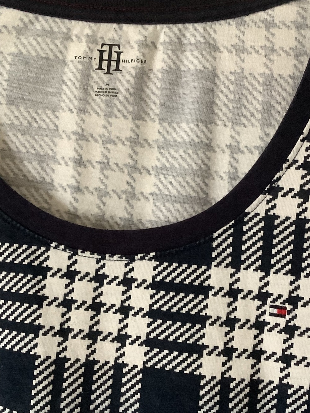Tommy Hilfiger Navy & White Plaid Long-Sleeve Scoop Neck Top - Picture 2 of 5